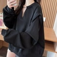 thumbnail image 4 of Sexlip Oversized Sweatshirt for Women Crewneck Long Sleeve Pullover Hoodies Tops Solid Color Fall Fashion Outfits Clothes Black M, 4 of 5