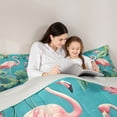 thumbnail image 5 of jejeloiu Pink Flamingo Lotus 7-Piece Twin Bedding Sets Kids,Tropical Bird Leaf Pattern Bedding Comforter Set For Girl,Reversible, 5 of 7