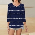 thumbnail image 7 of Yubnlvae Dark Blue Womens 3/4 Length Sleeve Tunic Tops Casual V Neck Shirts Basic Tees Business Work Blouses Summer Fall 2025 Clothes, L, 7 of 7
