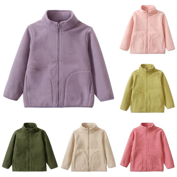 TBWNWG Boys Girls Jacket Solid Stand Collar Zip Up Warm Outerwear for School Daily Casual Autumn Winter Toddler Youth Coat