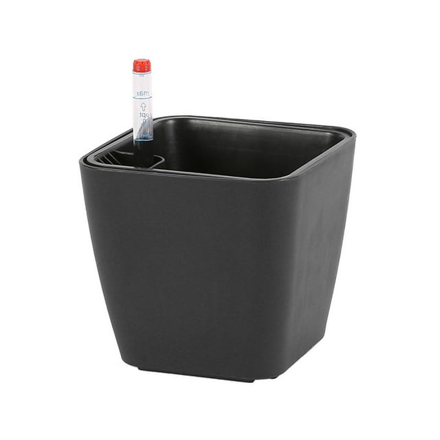 ziyahi Self Watering Planter Pots Mini Indoor Home Planter Pot With Water Level Indicator Lightweight And Recyclable Black Height 13cm