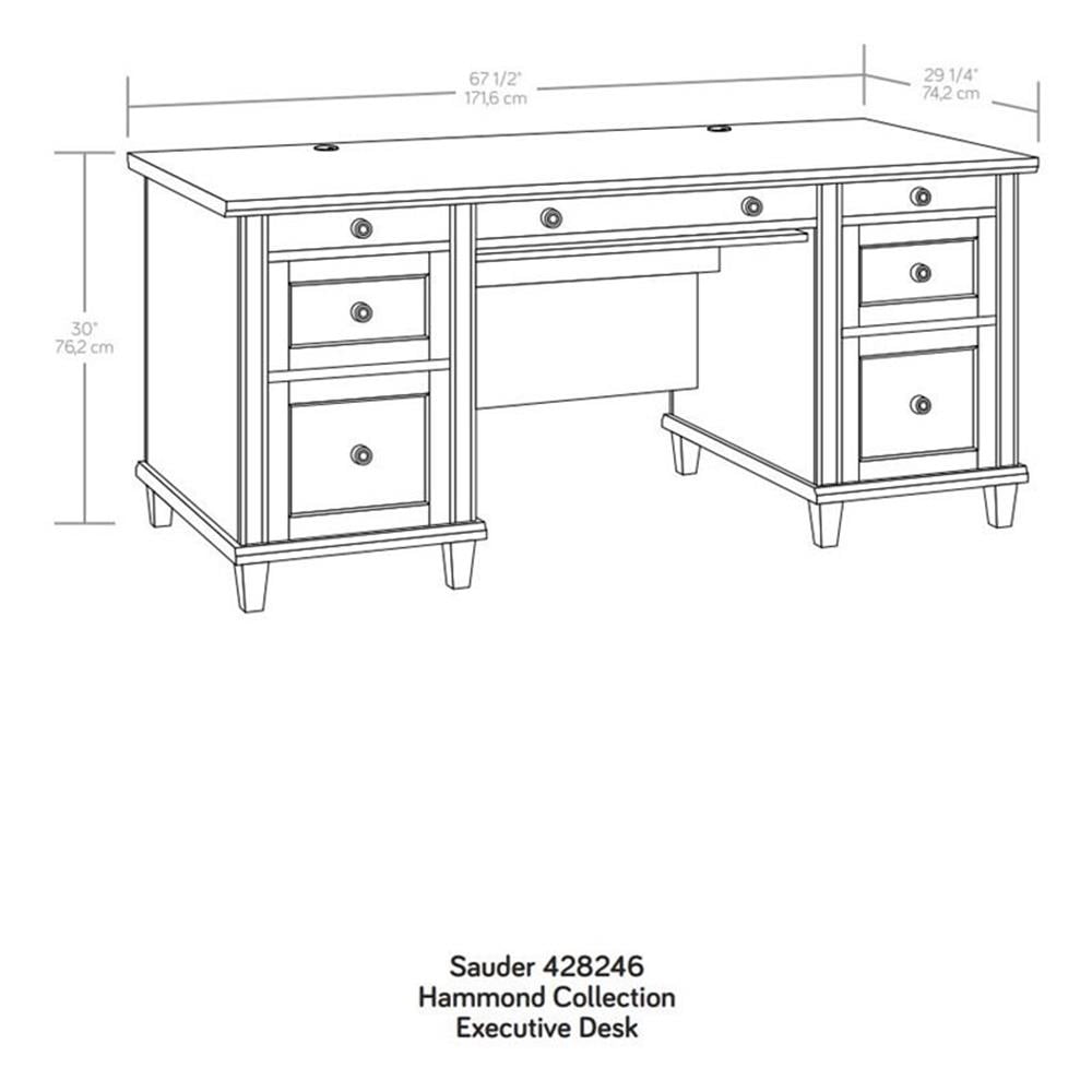Pemberly Row Executive Desk in Engineered Wood-Chalk Oak Finish