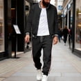 thumbnail image 2 of Men’s Two Piece Tracksuit Set Casual Bomber Jacket and Jogger Pants with Striped Print Athletic Style Outfit, 2 of 7
