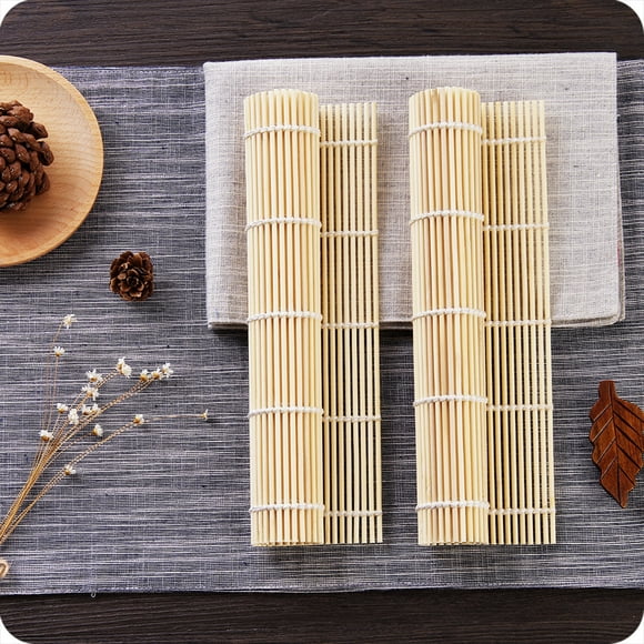 Bamboo Sushi Plates, 2 Pieces Bamboo Sushi Mats Washable Bamboo Sushi Mats Reusable Bamboo Sushi Mats Suitable for Kitchen Parties Beginners Professionals