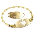 thumbnail image 1 of MedicEngraved Yellow Gold Stainless Steel Custom Medical Alert Bracelet - 5mm Heart Link, 1 of 7