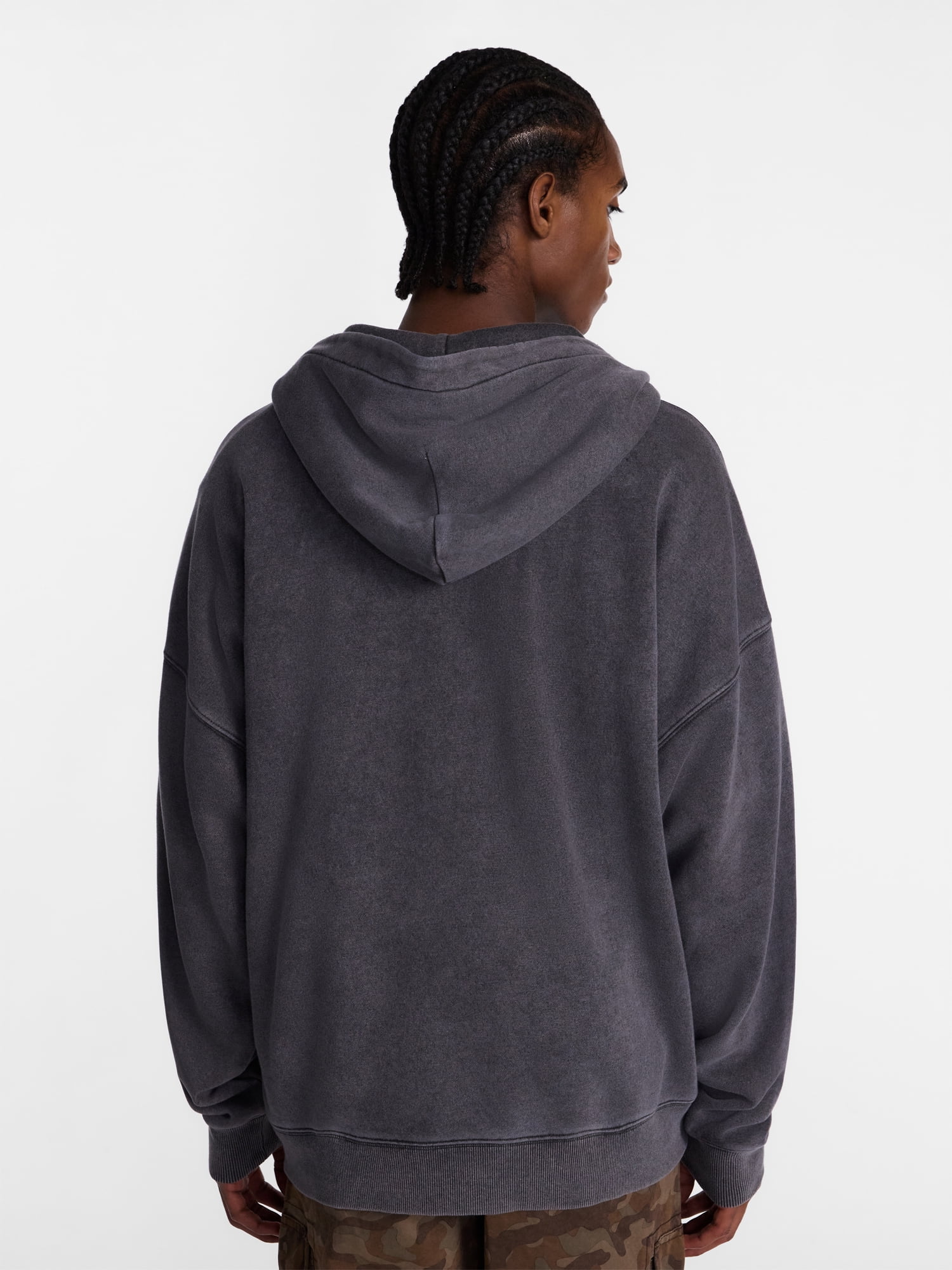 No Boundaries Boxy Fit Oversized Fleece Hoodie with Long Sleeves, Men's XS-4XLT