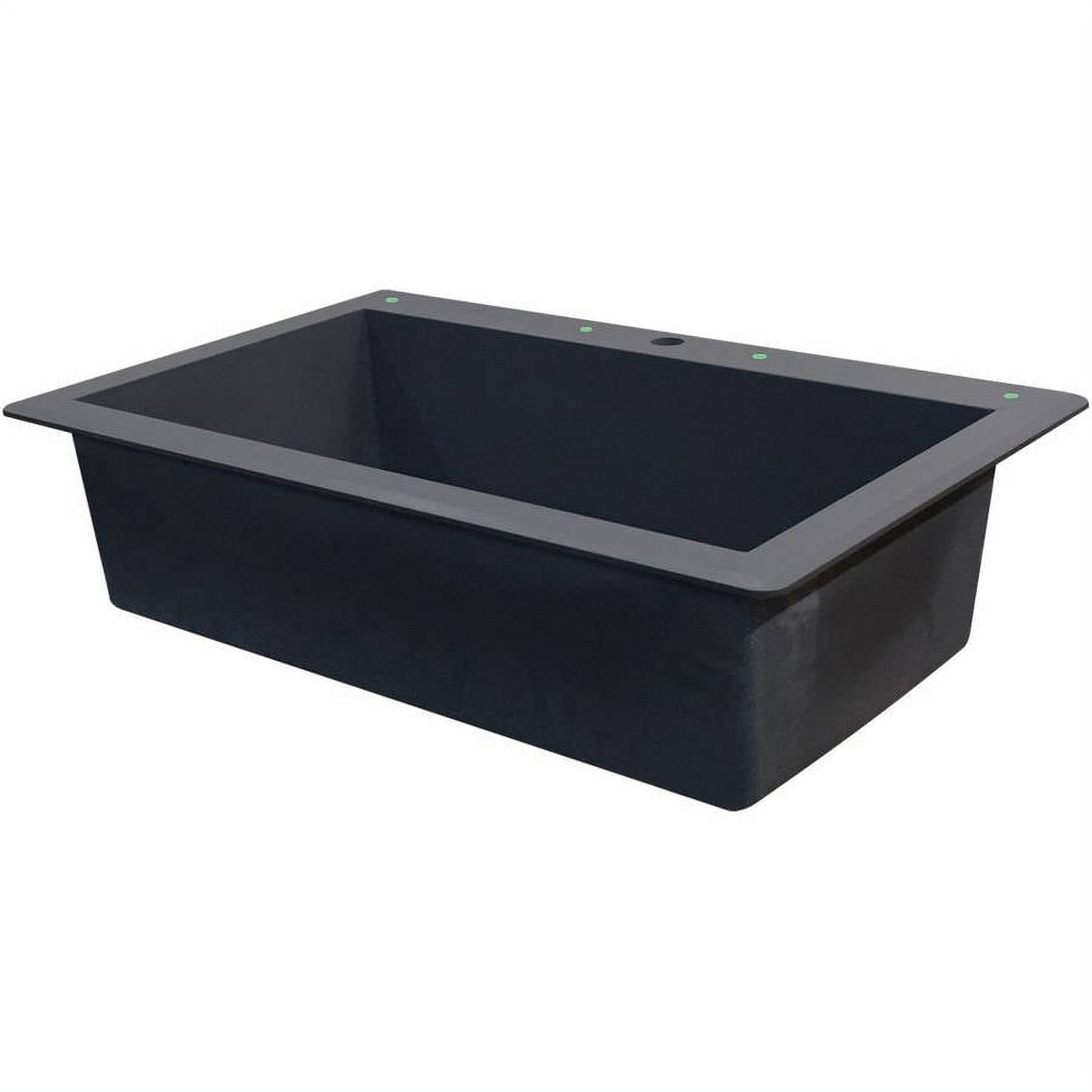 Transolid Radius 33in x 22in silQ Granite Drop-in Single Bowl Kitchen Sink with 3 CAB Faucet Holes, In Grey