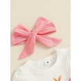 thumbnail image 6 of Baby Toddler Girls Easter Outfits 0 3 6 12 Months Puff Sleeve Bow Letter Print Romper + Pants + Headband Set Infant Clothes, 6 of 9