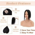 thumbnail image 3 of MY-LADY 100% Remy Human Hair Silk Base Top Hairpiece for Women Clip in Topper Hand-made Top Toppee Hair Piece for Thinning Hair Loss Hair Grey Hair 6inch #1B Natural Black, 3 of 8