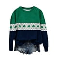 thumbnail image 1 of Penkiiy Chandail de la Saint-Patrick pour Femmes Trèfle Porte-Bonheur Manches Longues Imprimé Trèfle d'Irlande chandail TG Multicolore, 1 of 5
