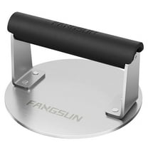 FANGSUN Smashed Burger Press, Burger Smasher for Griddle, Heavy-duty Stainless Steel Hamburger Press with Heat-Resistant Handle, Non Stick Bacon Press, 6 inch Grill Meat Press, Griddle Accessories