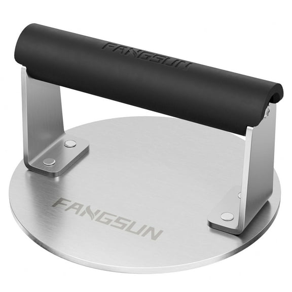 FANGSUN Smashed Burger Press, Burger Smasher for Griddle, Heavy-duty Stainless Steel Hamburger Press with Heat-Resistant Handle, Non Stick Bacon Press, 6 inch Grill Meat Press, Griddle Accessories