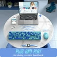 thumbnail image 3 of Teetheory Wireless Keyboard and Mouse Combo, Retro Keyboard with Round Keycaps, 2.4GHz Full-Sized Typewriter Keyboard, Cute Wireless Mouse for PC/Laptop/Mac/Windows XP/7/8/10 (Blue-Colorful), 3 of 9