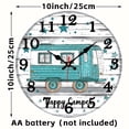 thumbnail image 2 of 12 Inch Wall Clock, Happy Camper Clock Wooden Round Wall Clocks with Silent Non-Ticking Quartz Movement, Battery Operated, Art Decor Hanging Clock for Kitchen, Bathroom, Bedroom, Living Room, 2 of 7