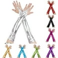 thumbnail image 4 of Women Gloves Glitter Metallic Print Fingerless Long Gloves Party Supplies PU, 4 of 5