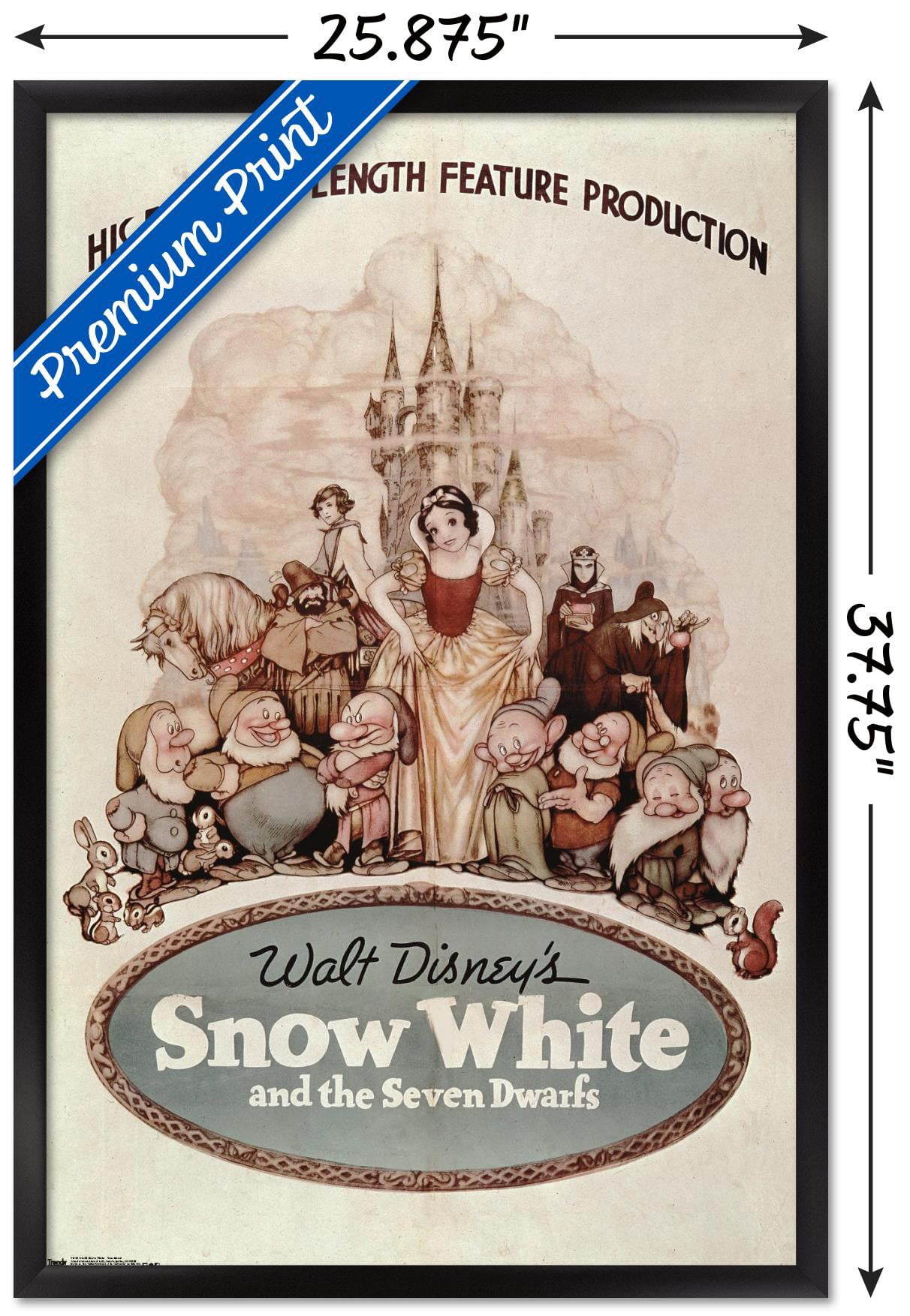 24X36 Disney Snow White - One Sheet Wall Poster, 24" x 36", Framed