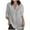 Gray, variant on Womens V Neck Shirt Roll Up Long Sleeve Shirts Loose Fit Button Decor Pullover Tops Breathable Gauze Blouses