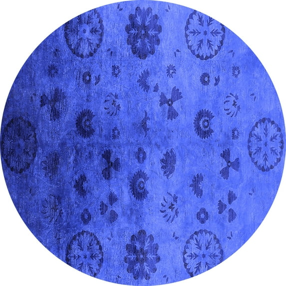 Ahgly Company Indoor Round Oriental Blue Industrial Area Rugs, 6' Round