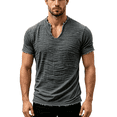 thumbnail image 7 of Men's Casual Linen T Shirts V Neck Short Sleeve Washed Shirts Raw Edges Tops Summer Beach Vacation Yoga Tops, M, 7 of 7