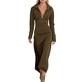 thumbnail image 2 of Wowcloth Women's Solid Color Long Sleeve Lapel Collar Slim Fit Casual Long Dress for Daily Wear, 2 of 8