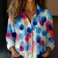 thumbnail image 2 of QASIEATN Tops for Women Graphic Tees Casual Button Down V Neck Long Sleeve Shirts Ladies Summer Tops, 2 of 7