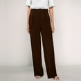 thumbnail image 2 of Pantalones de trabajo de mujer, de pierna ancha y cintura alta - Poliéster y spandex, estilo informal de negocios, bolsillos delanteros plisados, ropa para la oficina y las vacaciones, 2 of 6