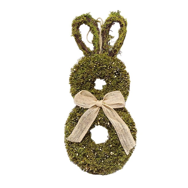 Guirnalda De Conejito De Pascua, Adornos De Corona De Círculo De Ratán, Forma De Conejito, Decoración Del Hogar, Colgante, Accesorios De Ventana Noticed HA034549-00