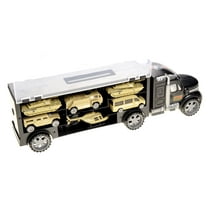 Military Transport Car Carrier With 6 Army Cars T35A Army Tank Model