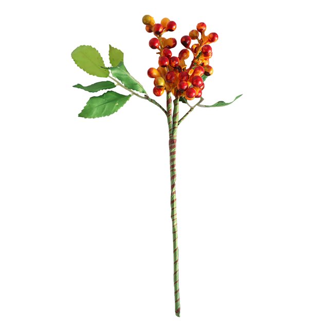 Christmas Ornament Imitation Red Berry Branch Bean Single Foam-Orange