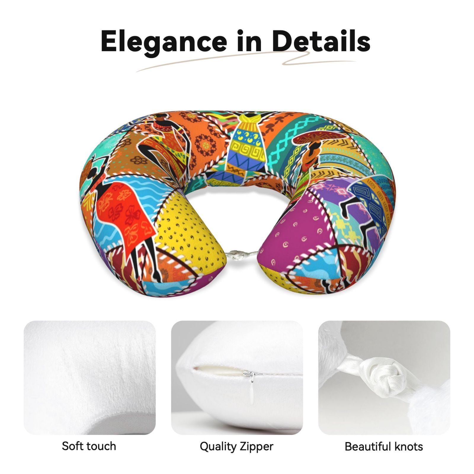 Xecao Dancing African Womans Print Memory Foam Cervical Neck Pillow Versatile U-Shaped Pillows for Home,Office,Camping,Travelling,Soft Washable Cover