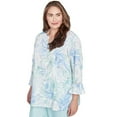 thumbnail image 3 of Alfred Dunner Womens Plus-Size Tropical Embroidered Button Front Top, 3 of 4