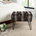 thumbnail image 7 of Home Soft Things Tip Printing Light Faux-fur Ottoman - Arusha Light Brown - 19" x 13" x 17", 7 of 7