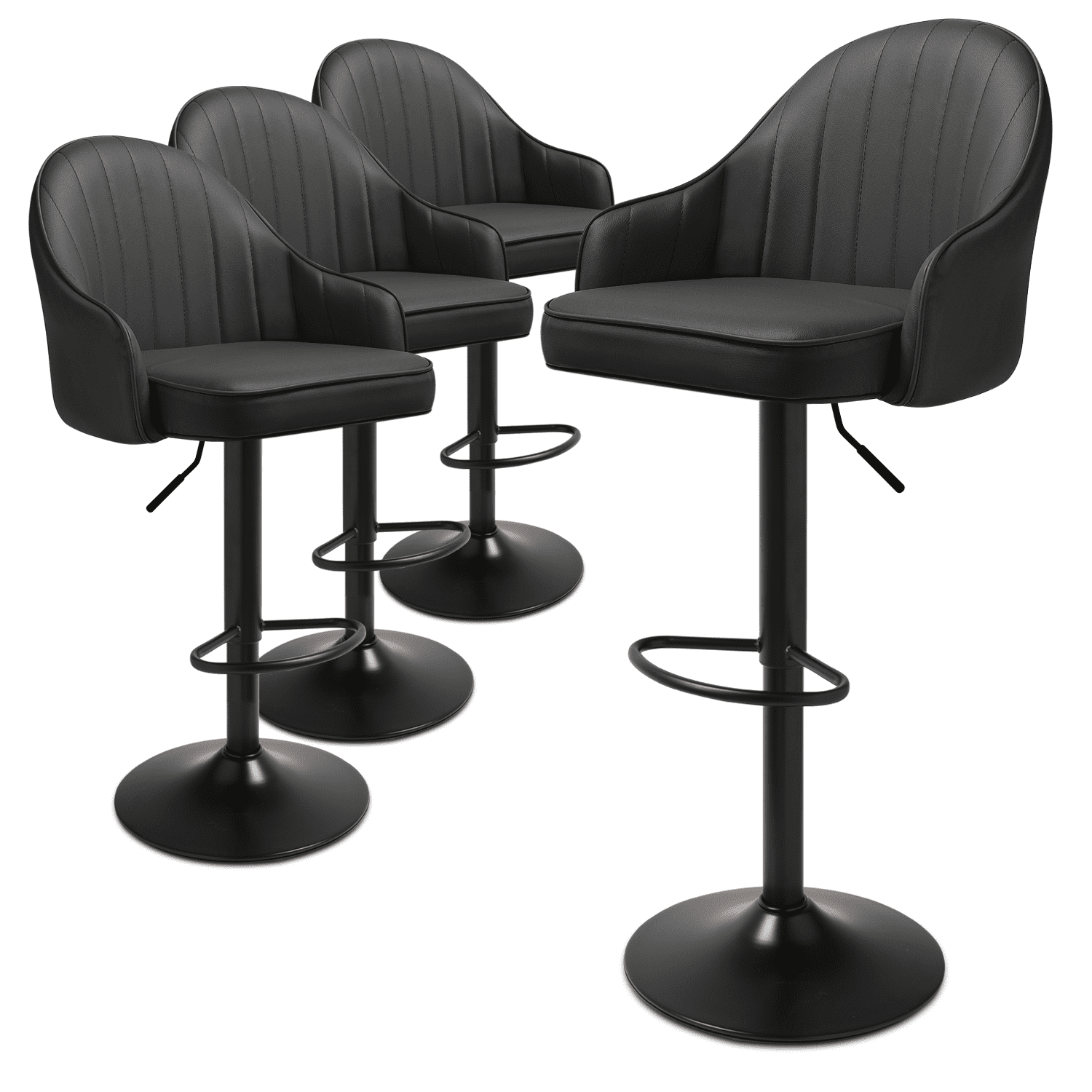 MoNiBloom Swivel Bar Stool Set of 4, Counter Height Barstools, Faux Leather Adjustable Chair