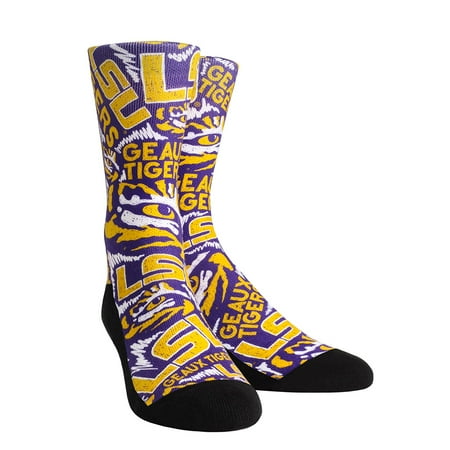 Lsu Tigers Logo Charm - LSU Tigers Logo Sketch Crew Socks - Purple - L/XL
