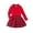 Red, variant on Girls Fall Winter Knit Plaid Pleated Skirt Striped Collar Long Sleeve School Outfit For Kids