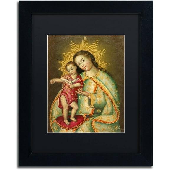 Trademark Fine Art "The Virgin and Son II" Canvas Art by Masters Fine Art, Black Matte, Black Frame