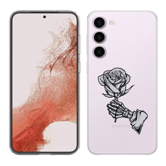 TalkingCase Slim Phone Case Compatible for Samsung Galaxy S23+ Plus 2023, Rose Skeleton Hand Print, Lightweight, Flexible, USA