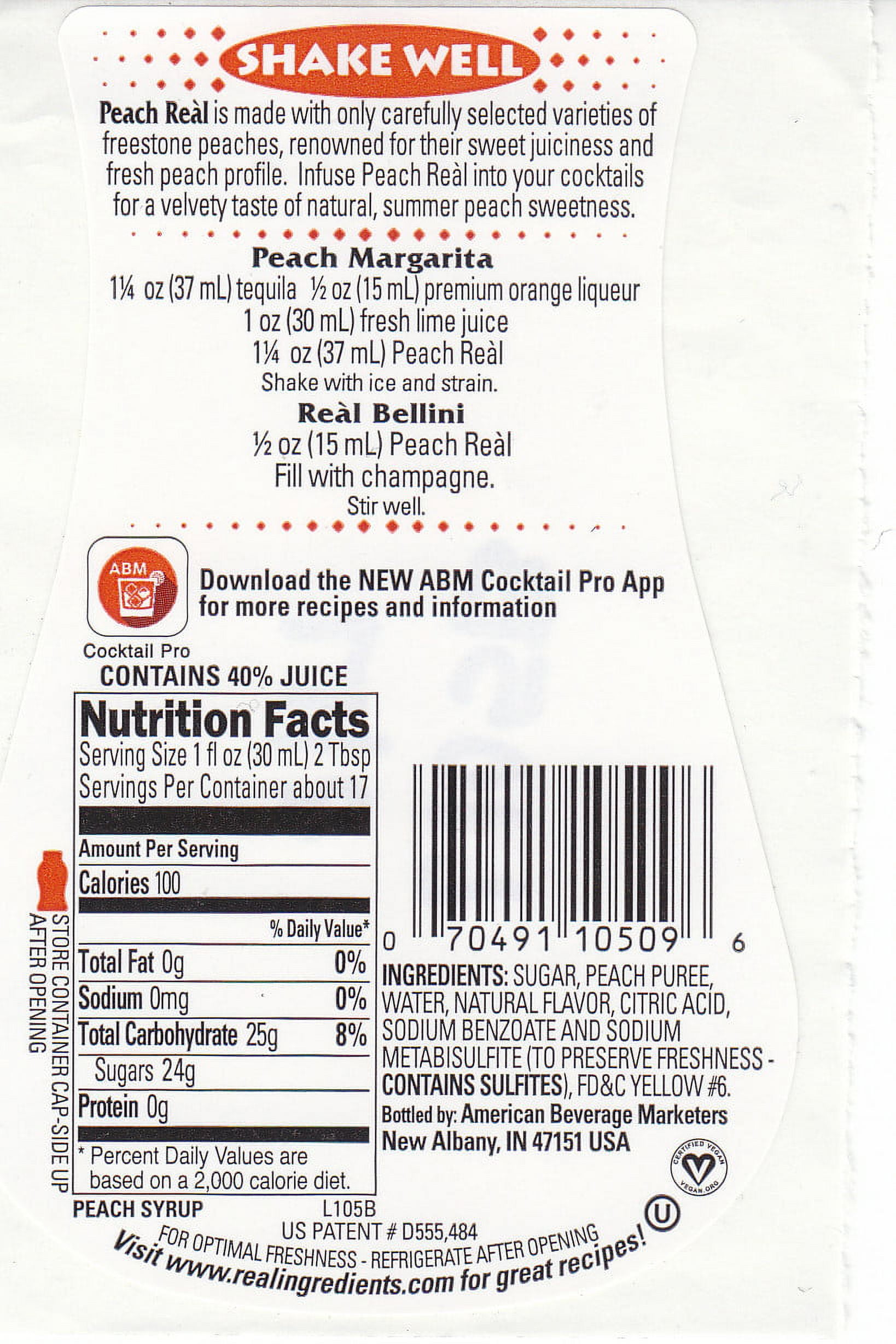 Peach Real Peach Puree Infused Syrup, 16.9 Fl Oz