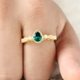 thumbnail image 3 of JEWELRYTREASURE 7x5 mm / 0.75 Ct Pear Cut Emerald Ring Yellow Gold Plated Engagement Ring CZ Diamond Promise Ring May Birthstone Ring christmas Day Gift for Wife, 3 of 7