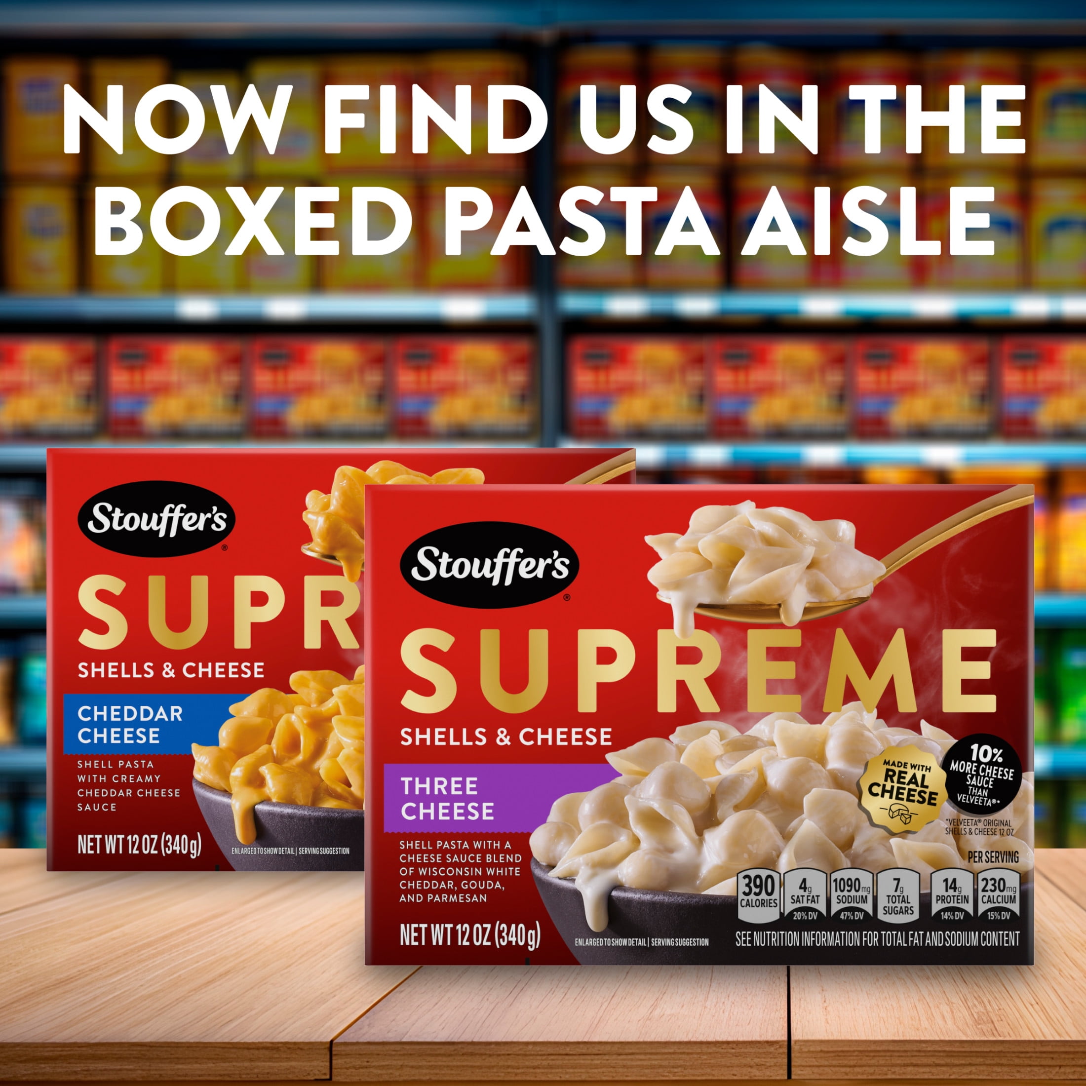 (3 pack) Stouffer’s Macaroni and Cheese Meal, Supreme Shells and Cheese, Three Cheese Sauce, Boxed Mac and Cheese Pasta Dinner Kit, 12 oz