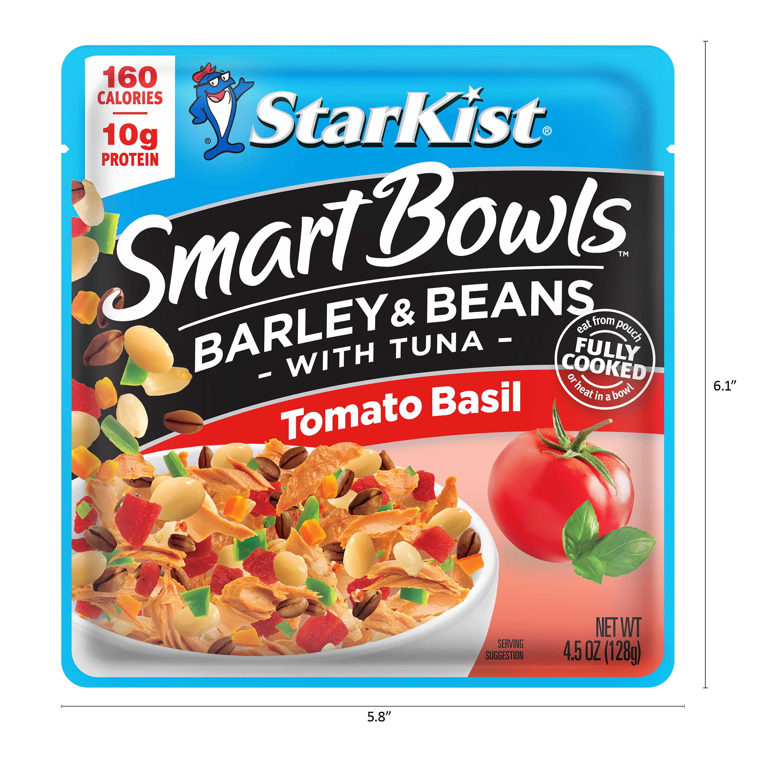 (8 pack) StarKist Smart Bowls Tomato Basil Barley & Beans with Tuna, 10g Protein, 4.5 oz Pouch