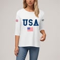 thumbnail image 5 of vigerkar 3/4 Sleeve USA Patriotic Shirts for Women 4th of July America Stars Stripes Flag Graphic Tops Summer BBQ Tee (White, L), 5 of 5