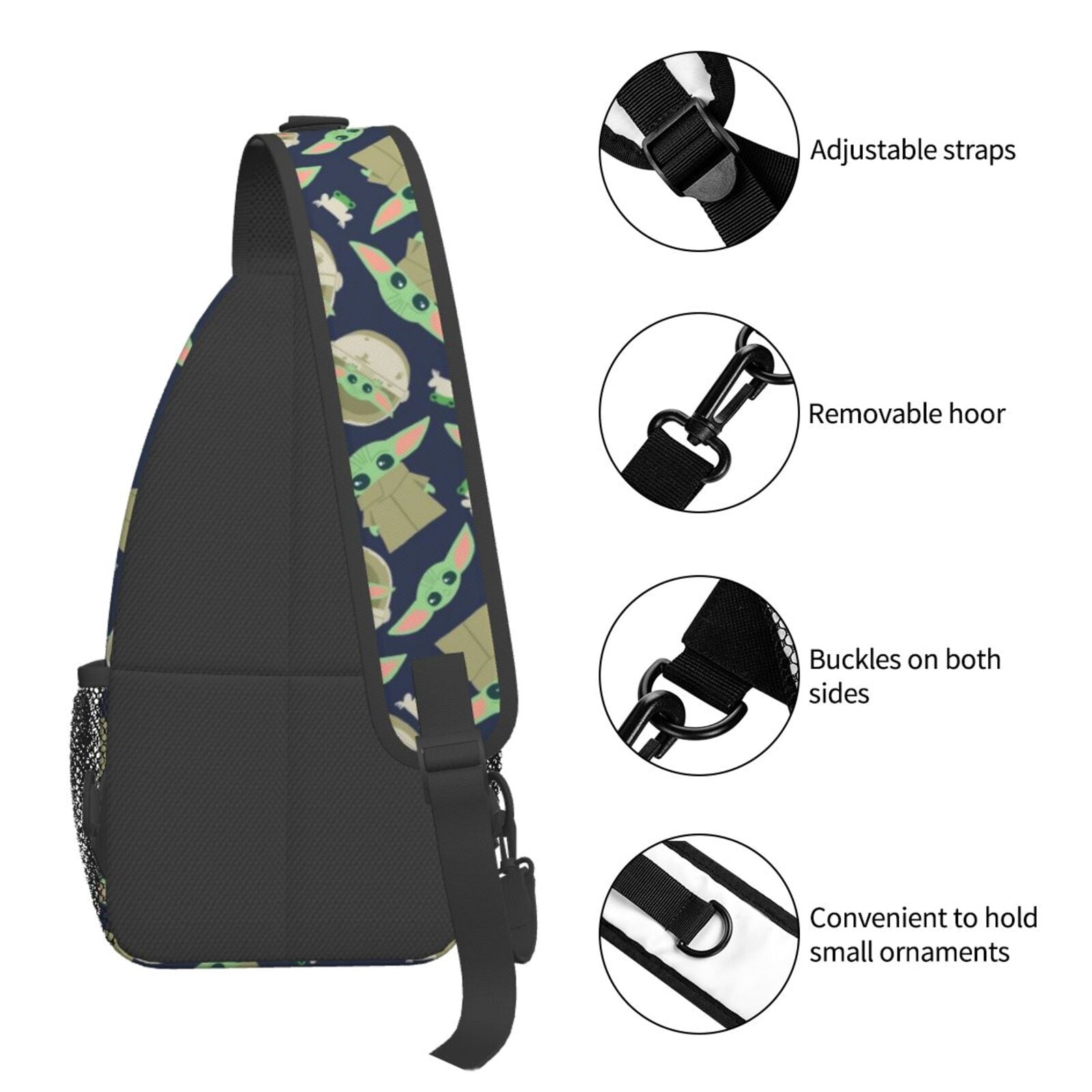 Star-Wars-Yoda Cross Chest Bag Diagonally Sling Bag Shoulder Bag for Short Trips Work Daily for Men Women 15.3*3.5*7.5 inches