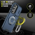 thumbnail image 2 of Asuwish Compatible with Samsung Galaxy S21 5G 6.2 inch Phone Case Slide Camera Cover Tempered Glass Screen Protector Stand Ring Holder Rugged Slim Cell for S 21 21S G5 Women Men Blue, 2 of 9