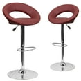 thumbnail image 2 of Flash Furniture 2 Pk. Contemporary Burgundy Vinyl Rounded Orbit-Style Back Adjustable Height Barstool with Chrome Base, 2 of 9