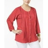 JM Collection Women's Plus Coral Embroidered Pintucked Top Size 0X