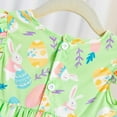 thumbnail image 7 of TZEWGL Infant Girls Spring/Summer Easter Romper Dress Full Print With Bowknots Flutter Sleeve Princess Dress for Kids 9-12 Months, 7 of 7