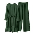 thumbnail image 6 of IBTOM CASTLE Muslim Clothes for Women Arabic Long Sleeve Loose Ramadan Tracksuit Islamic Clothing Blouse Wide Leg Pant Suits 4XL Green, 6 of 8