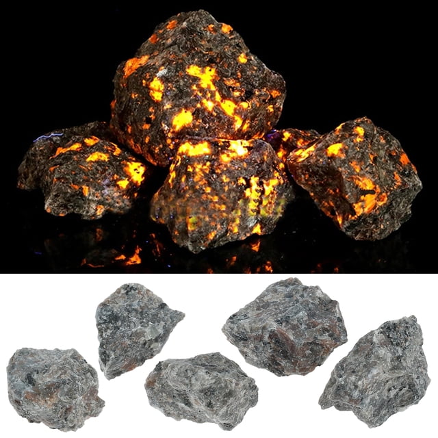 Piedra De Fuego Natural Para Fuego Eléctrico 100G Piedra De Llama Irregular Sienita Con Onda Larga Uv 365Nm Mineral Cristal En Bruto Sodalita Fluorescente Para Decoración Del Hogar Muyoka Hogar