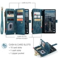 thumbnail image 2 of Allytech Wallet Case for Samsung Galaxy A53 5G, Card Slots + Cash Slot + Zipper Pocket Large Capacity PU Leather Case with Hand Strap, [All-Round Shockproof] Wireless Charging Kickstand Case, Blue, 2 of 10